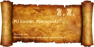 Milovan Manassé névjegykártya